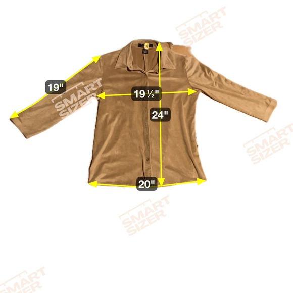 Parisian Signature Tan Button Up Blouse, Women's Small,‎ Long Sleeve, Faux Suede - Picture 4 of 7